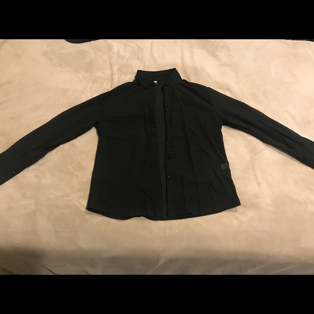(SHEIN) LONG SLEEVE SEE THROUGH BLOUSE.